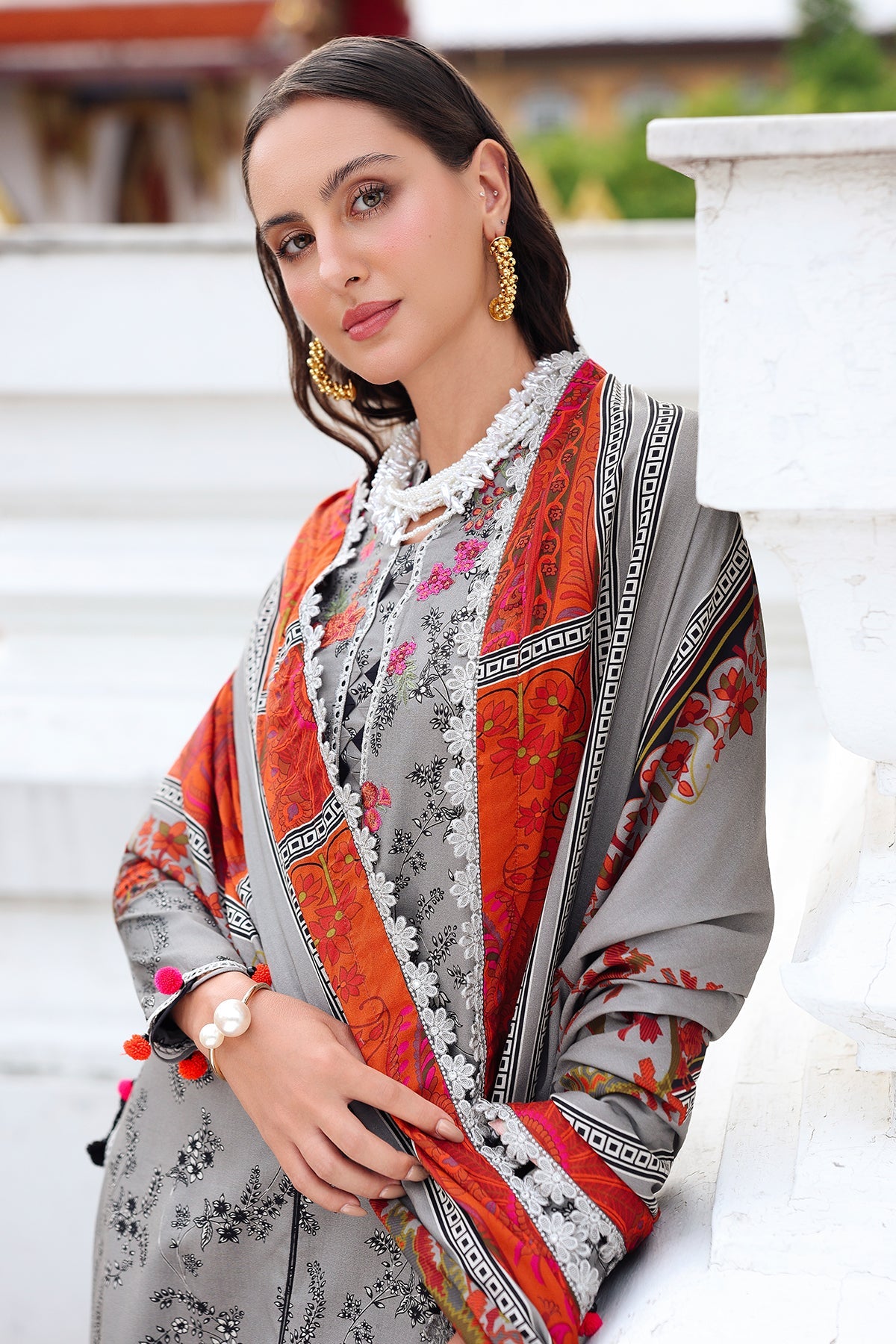 3-PC Embroidered Raw-Silk Suit CMA-6-339