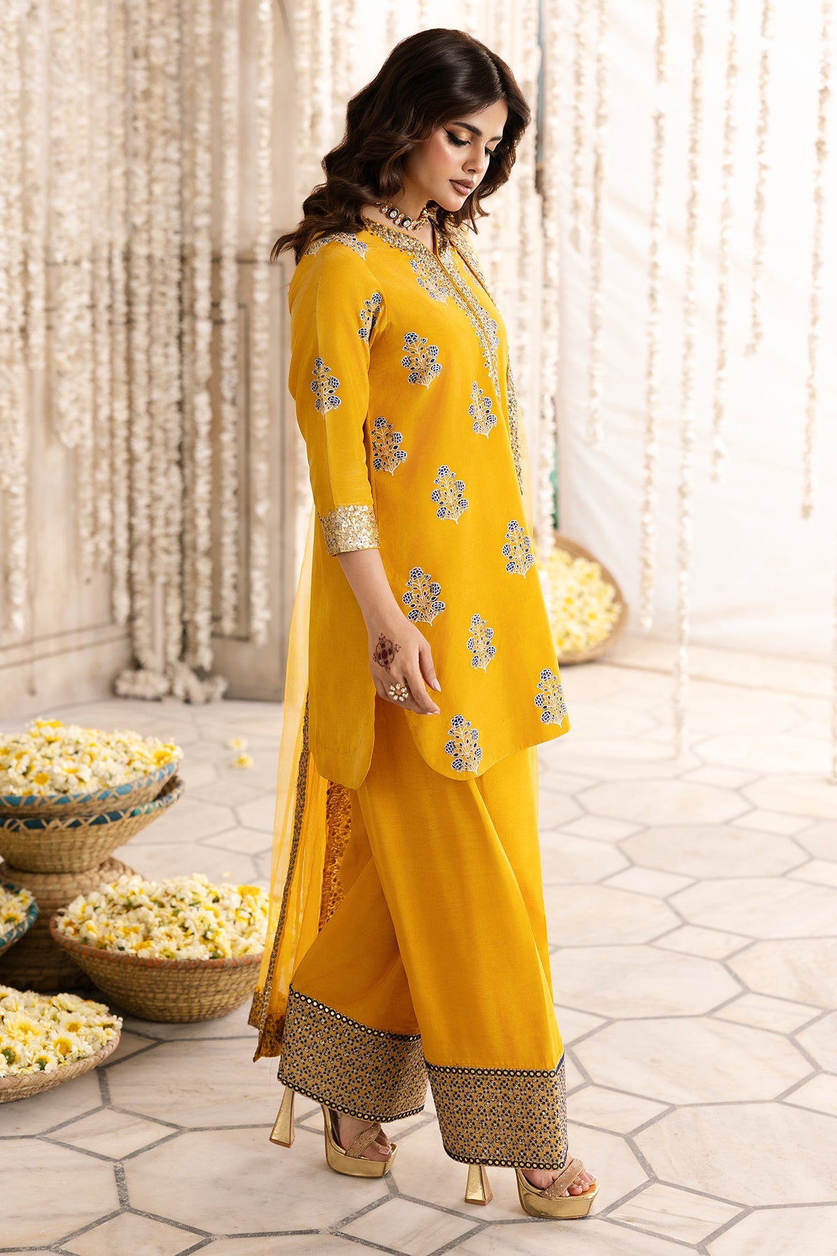 3-PC Embroidered Raw-Silk Suit CMA-6-339