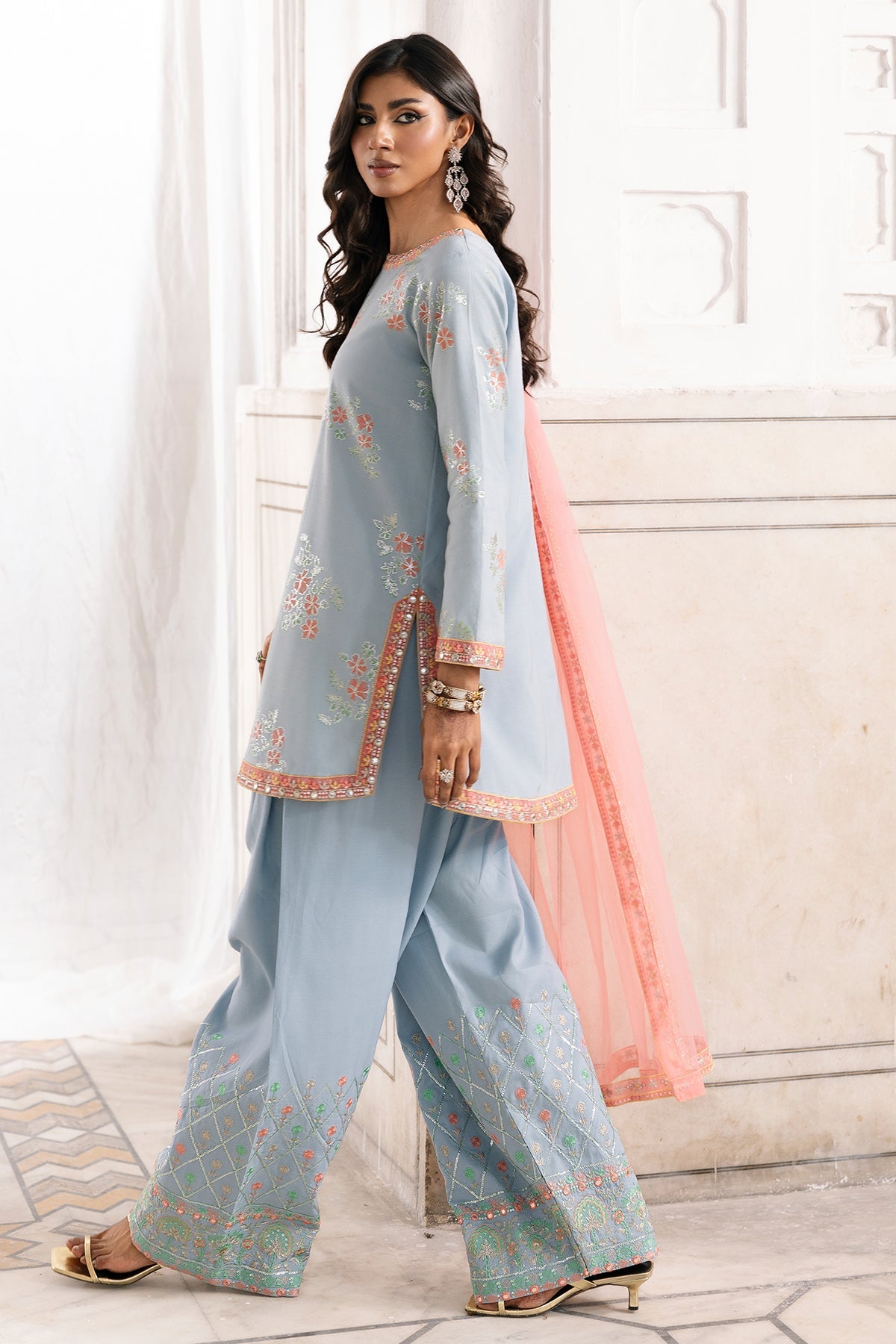 3-PC Embroidered Raw-Silk Suit CMA-6-344