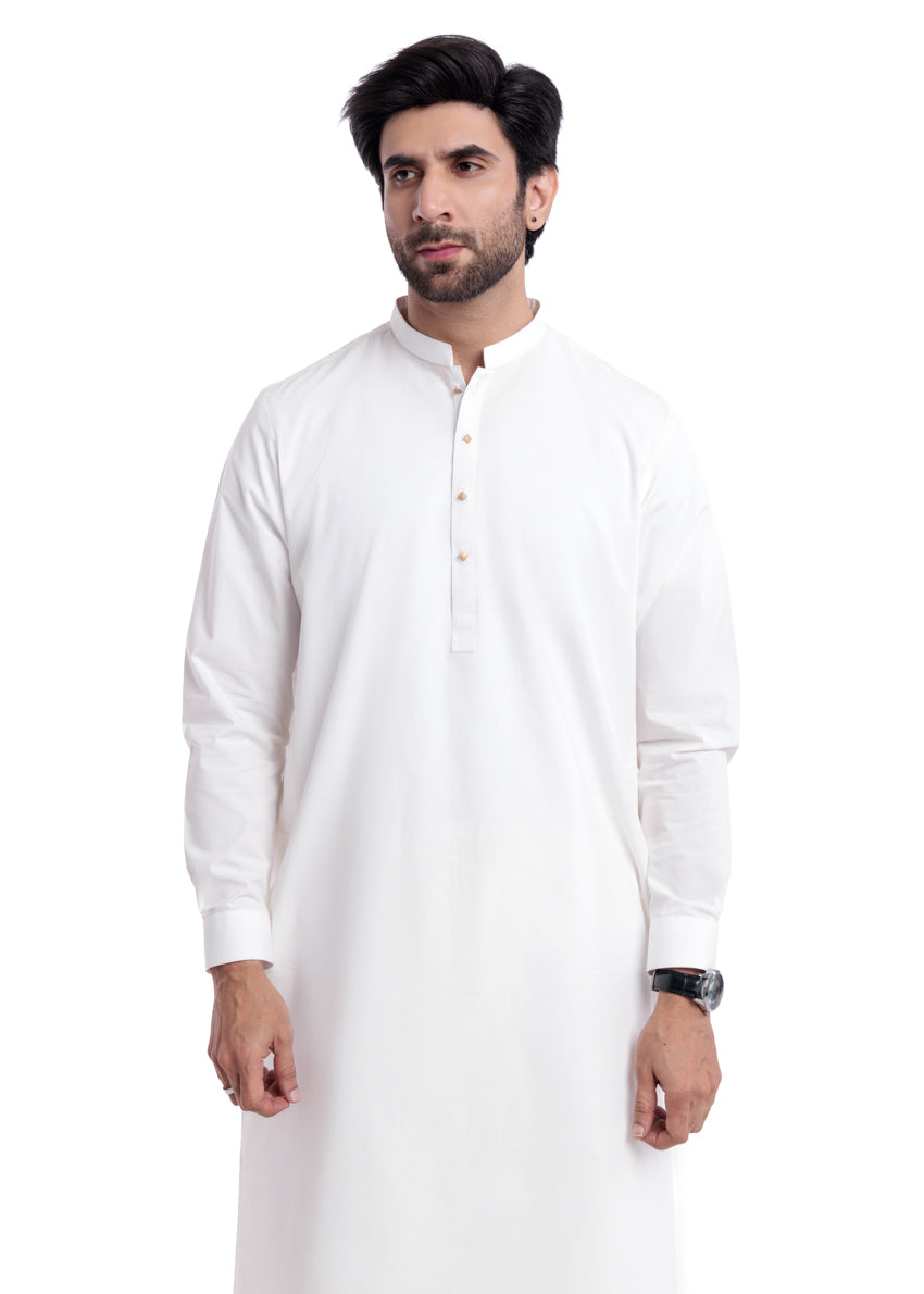 O-White-Cotton-Shalwar Suit - (MP2PBBW25ADD9)