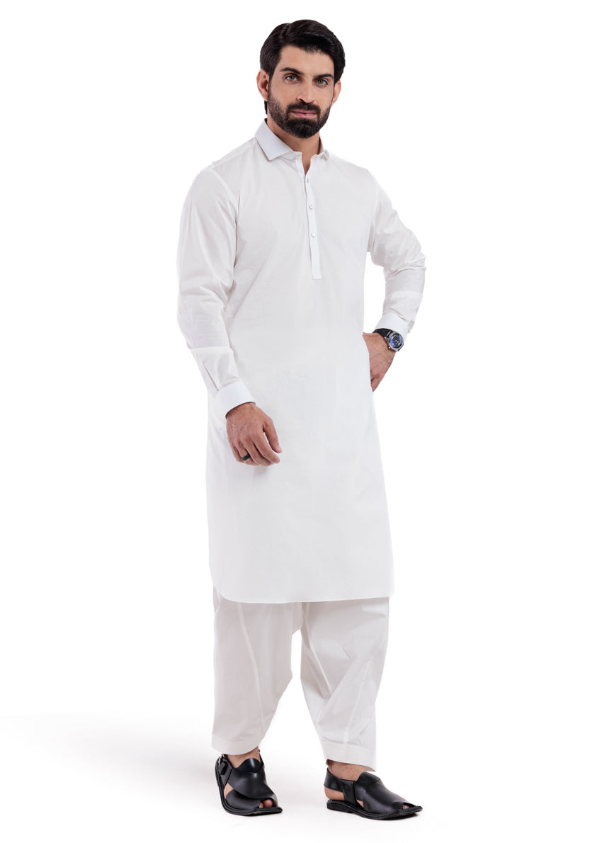 White-Cotton-Shalwar Suit - (MPS25SSS2052)