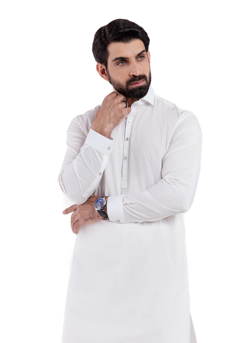 White-Cotton-Shalwar Suit - (MPS25SSS2052)