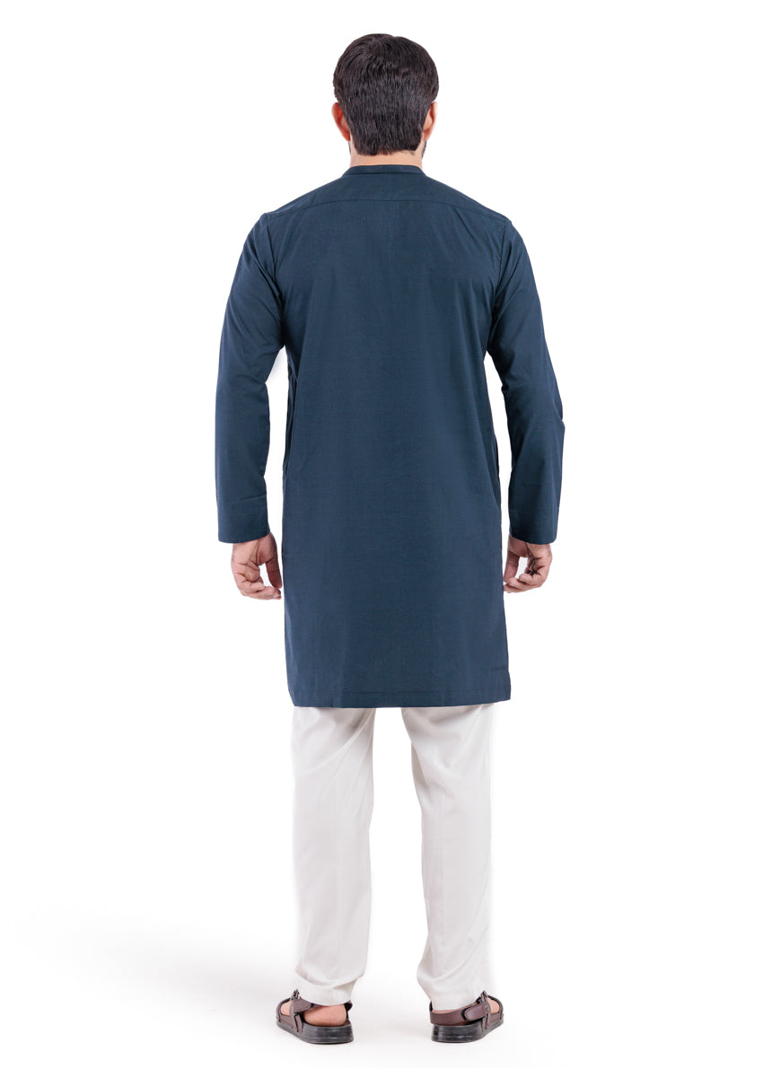 Navy-Blended-Kurta - (MP1PBW25BM10N4)
