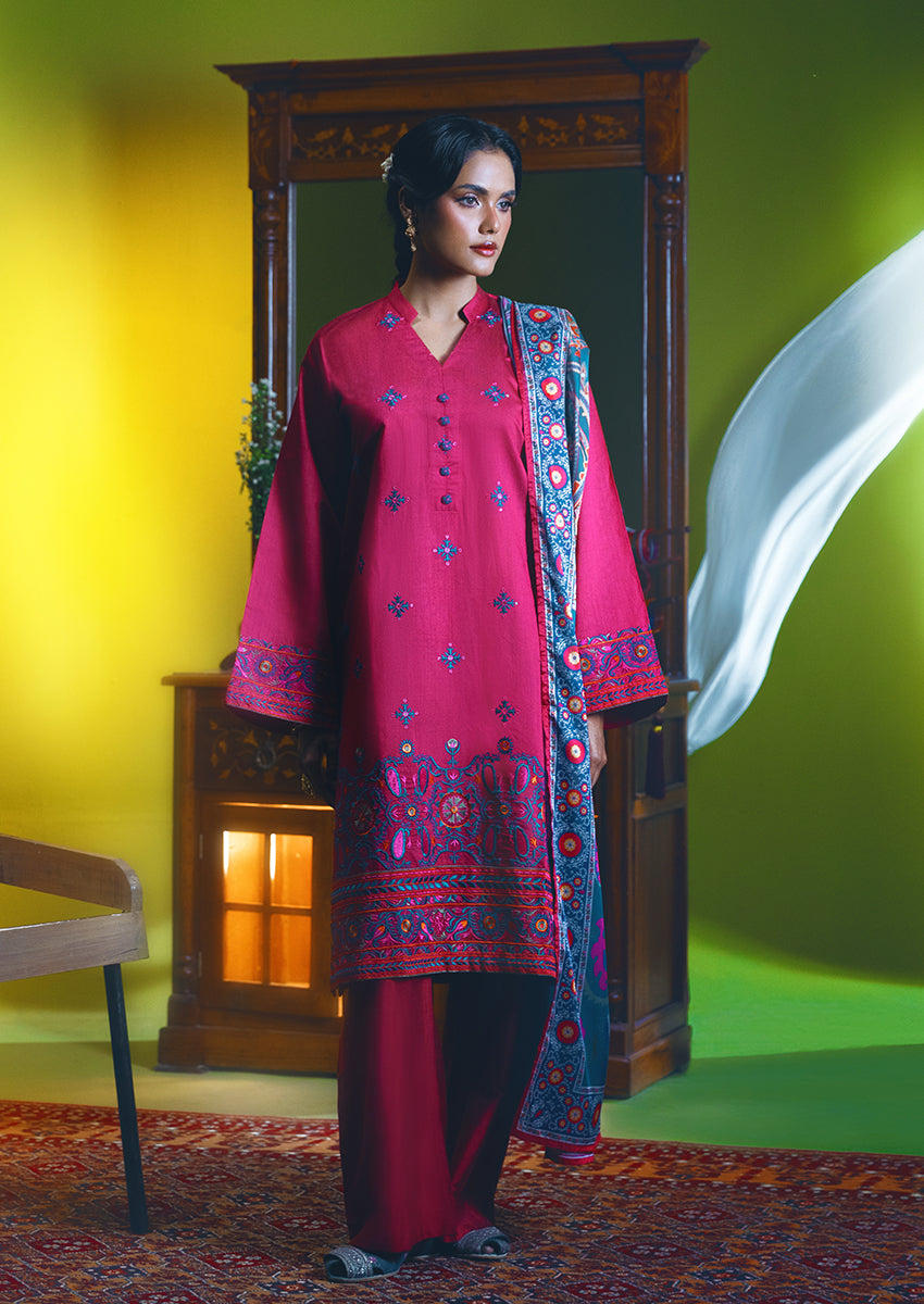 Carmine-Cotton-Silk-3 Piece (WP3PSSW25S10N3)
