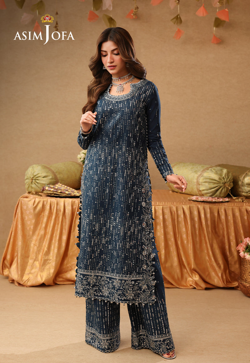 AJULIF-09 Embroidered Boski Silk Unstitched 2 Pcs