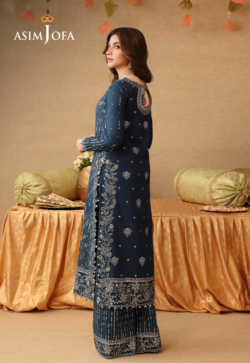 AJULIF-09 Embroidered Boski Silk Unstitched 2 Pcs