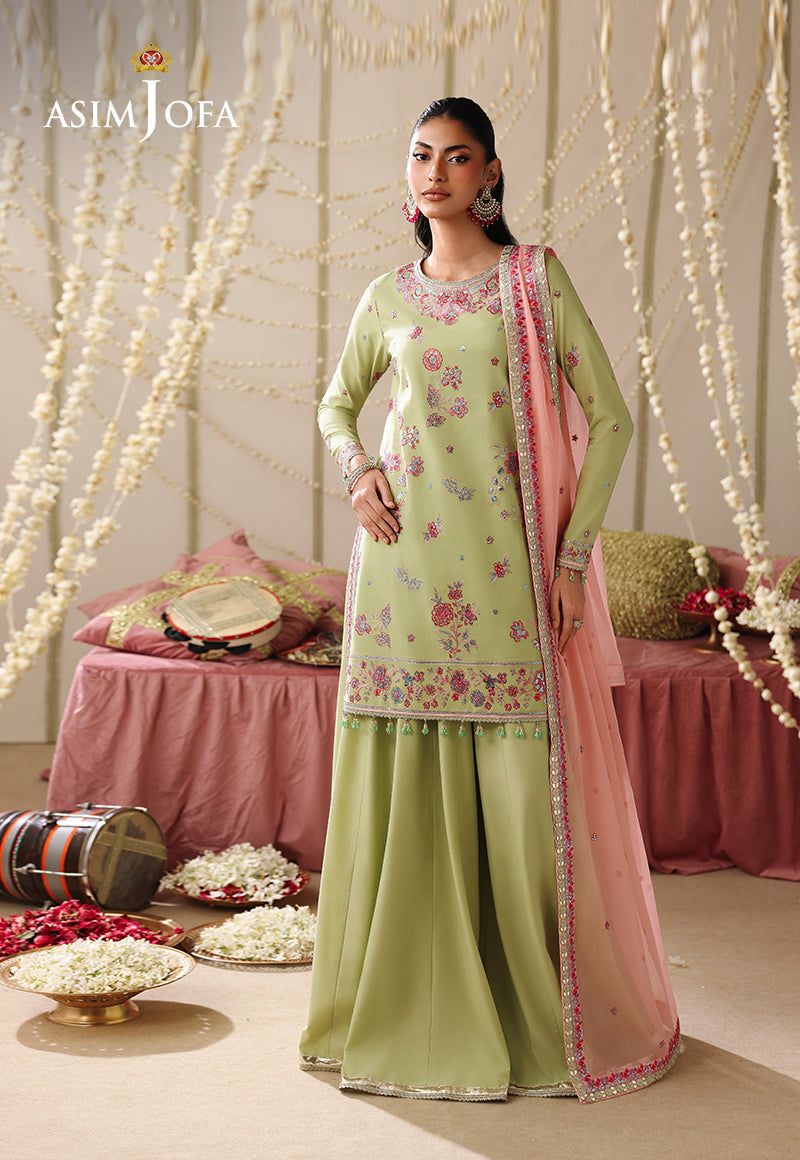 AJUFC-02 Embroidered Spun Raw Silk Unstitched 3 Pcs