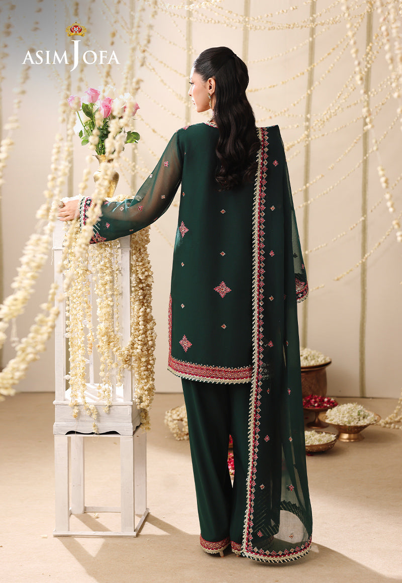 AJUFC-13 Embroidered Chiffon Unstitched 3 Pcs