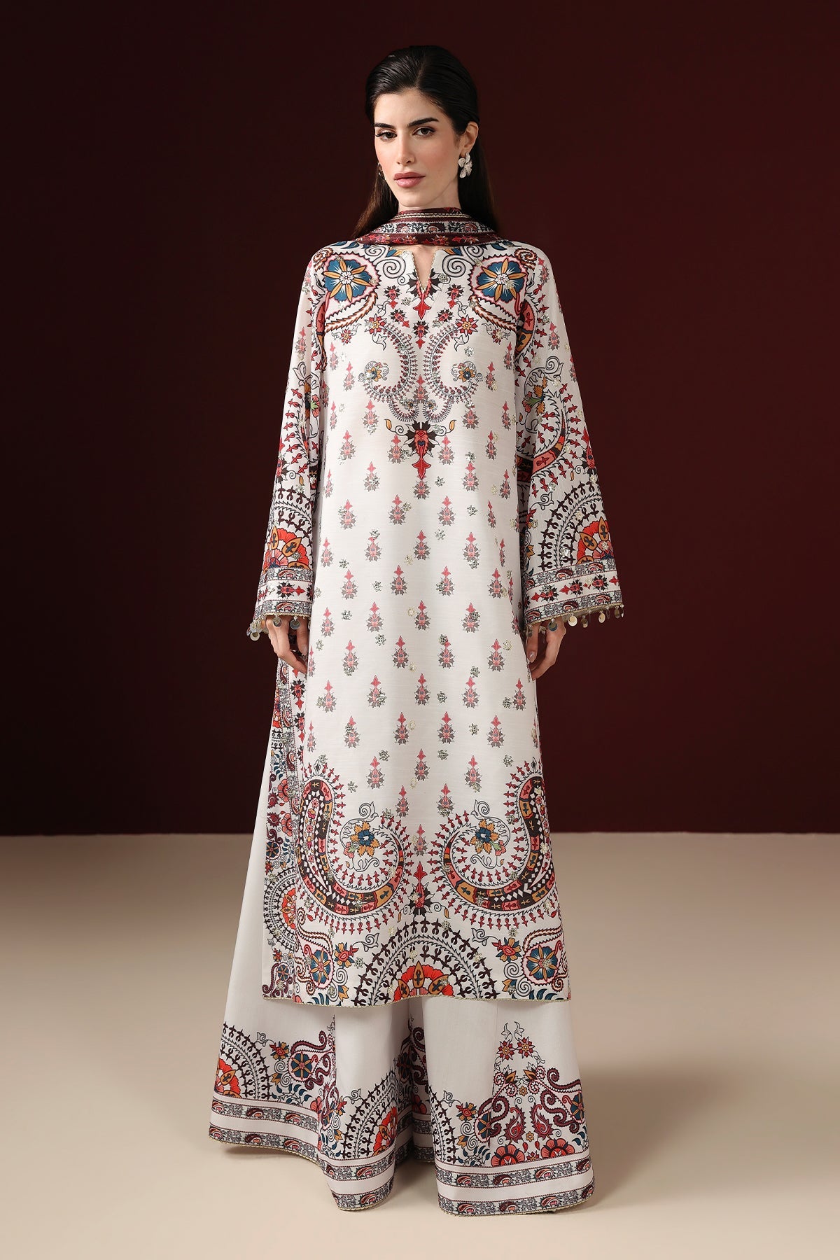 EMBROIDERED RAW SILK UR-7088