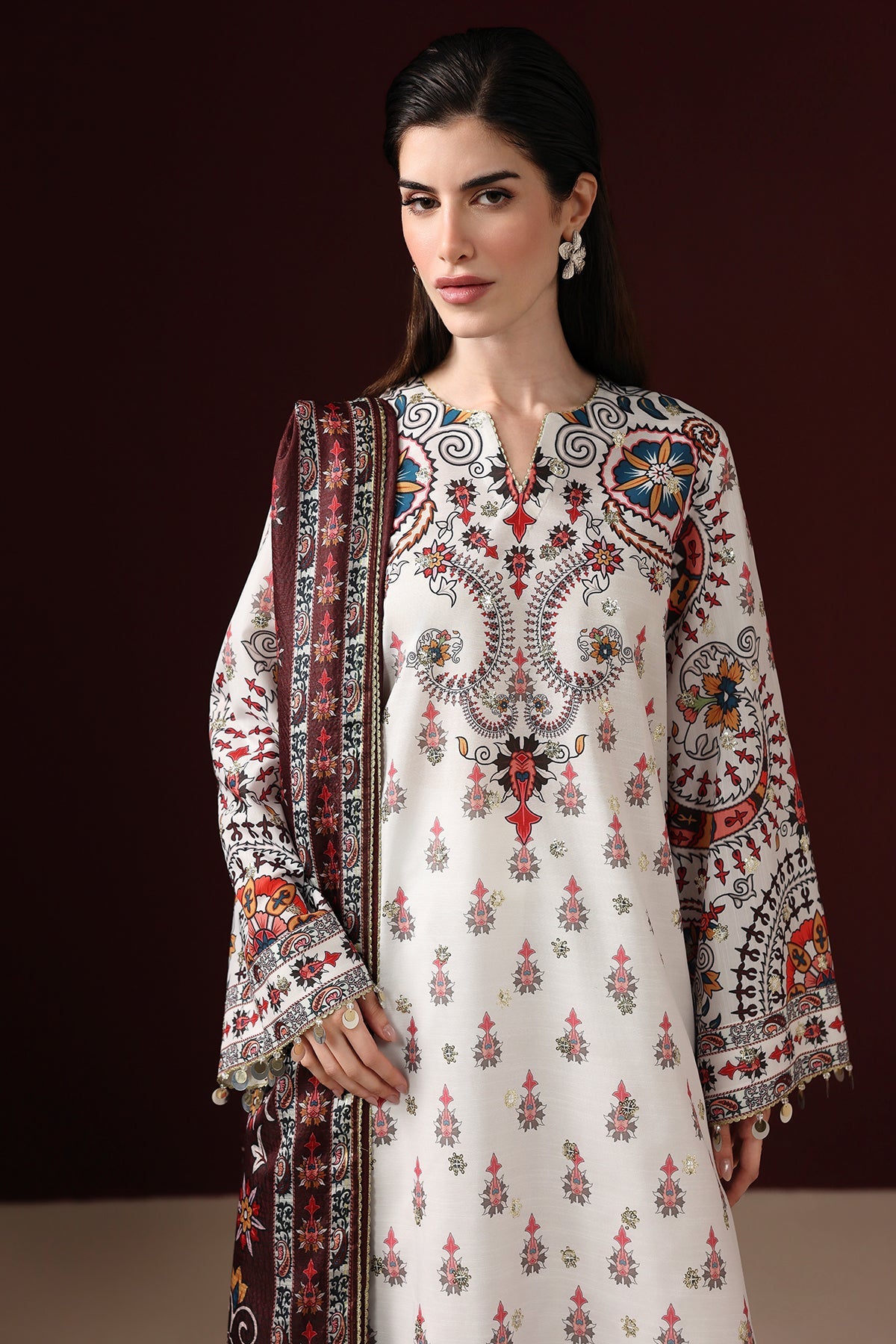 EMBROIDERED RAW SILK UR-7088