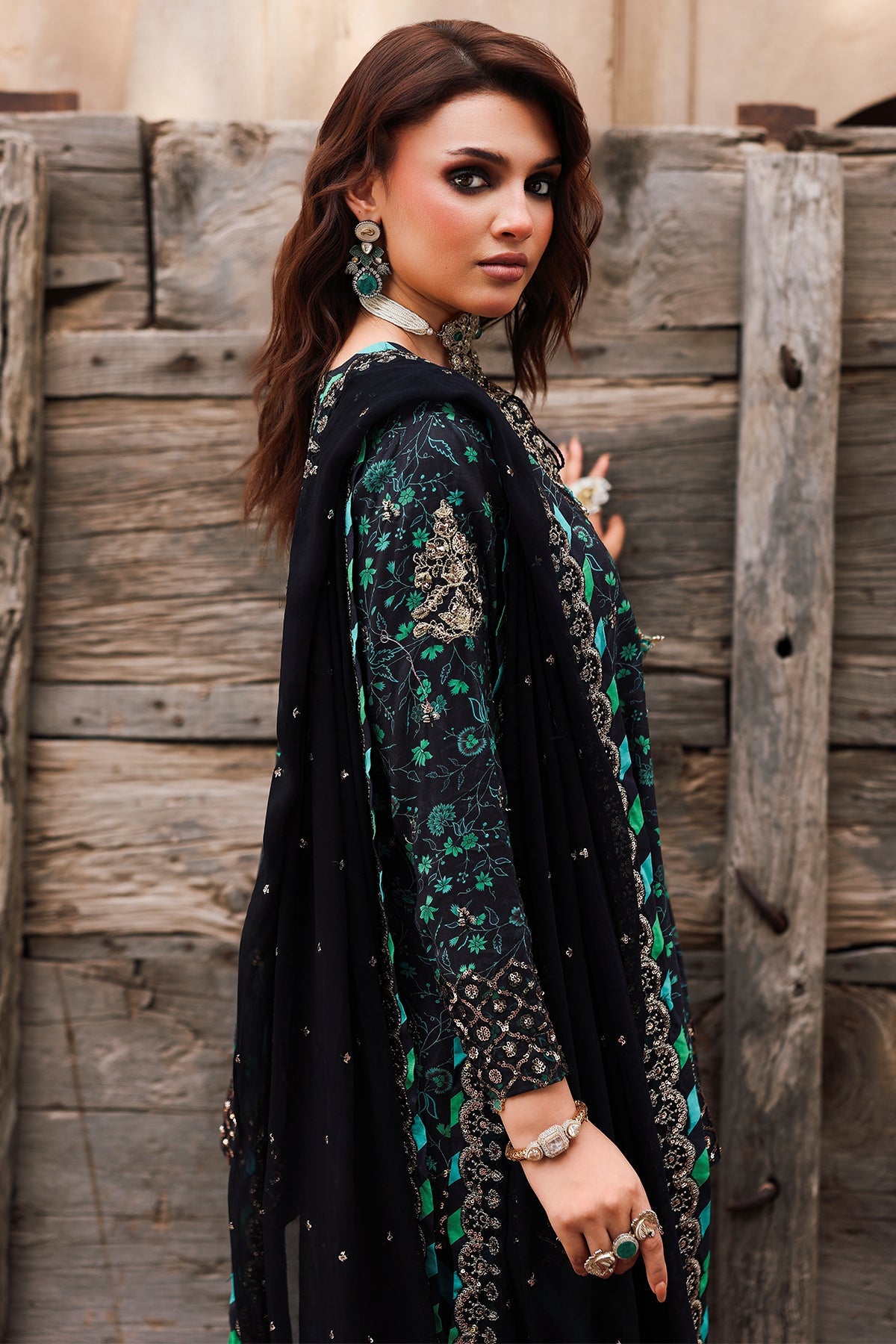 3-PC Embroidered Raw-Silk Suit CMA-5-032