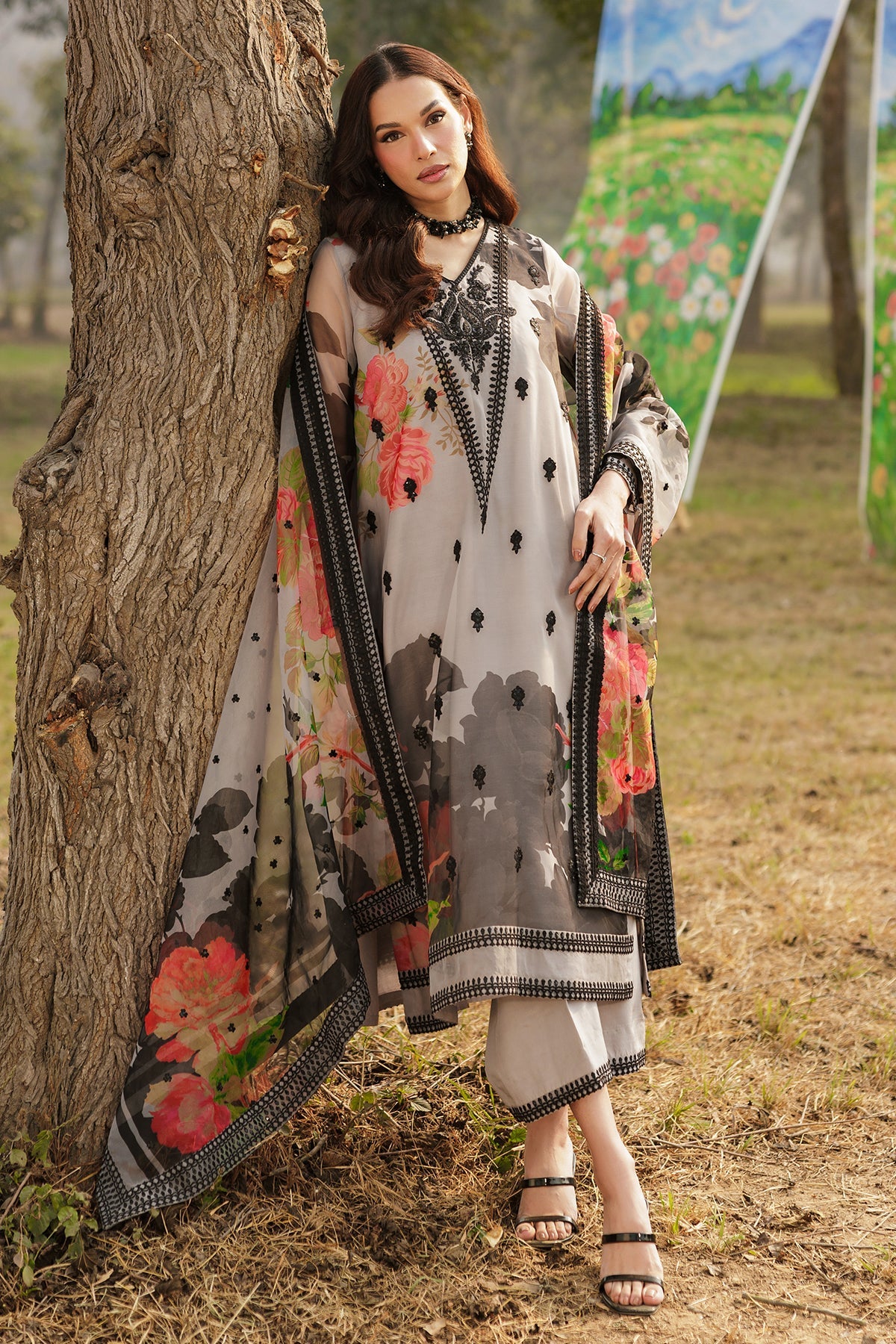 3-PC Embroidered Organza CMA-6-174