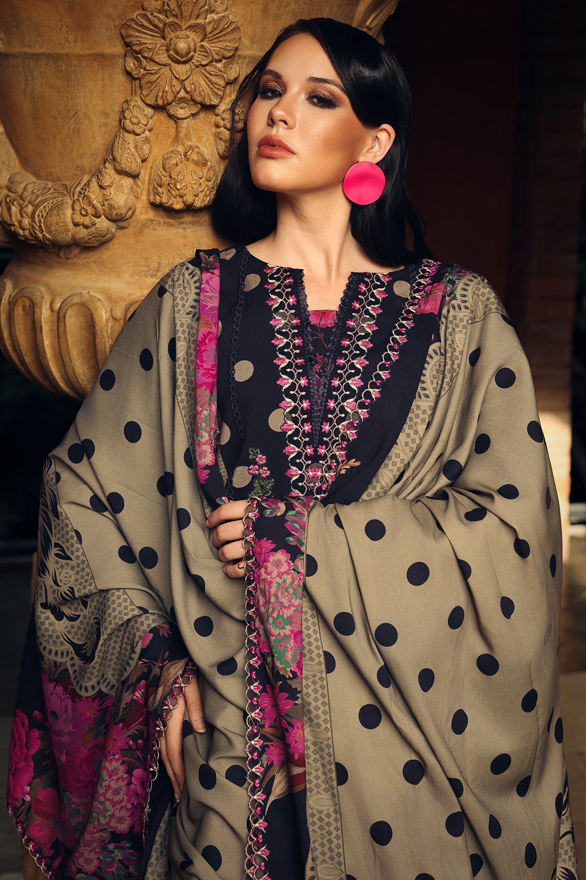 3-PC Stitched Embroidered Linen Collection CCW7-08P