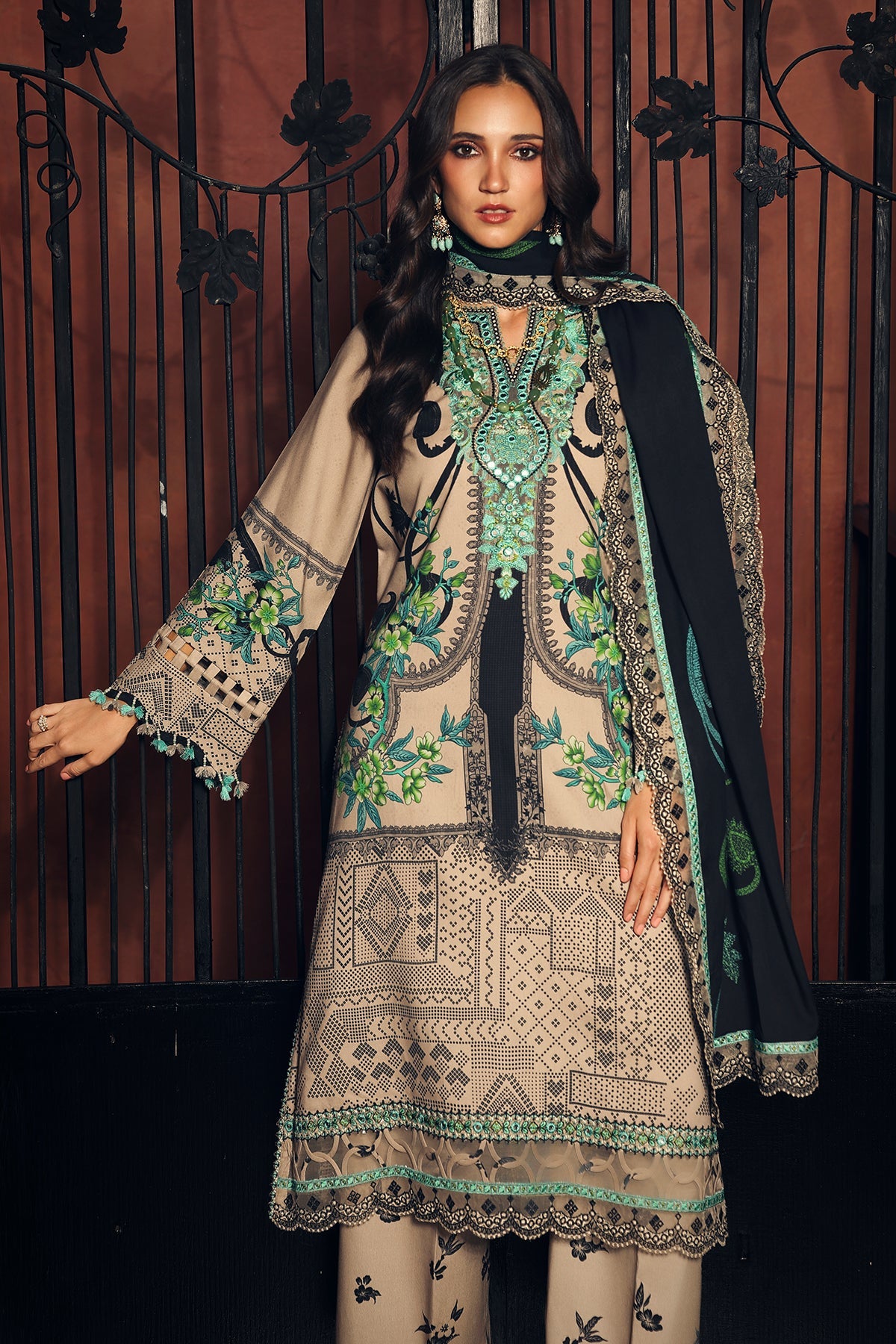 3-PC Unstitched Embroidered Linen Collection ANW7-19