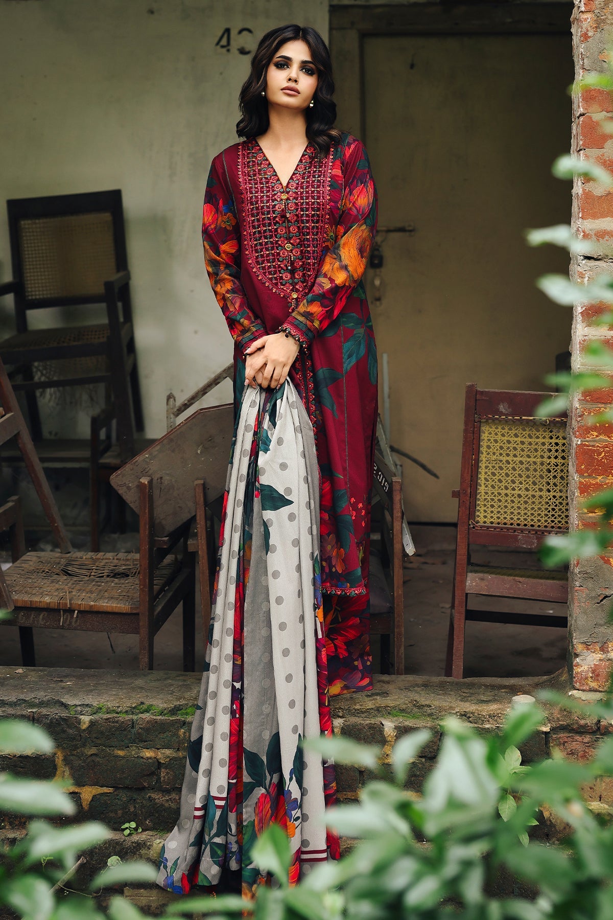 3-PC Unstitched Embroidered Linen Collection ANW6-18