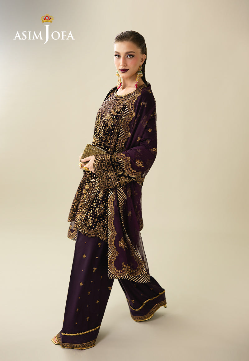 AJULM-02 Embroidered Velvet Unstitched 3 Pcs