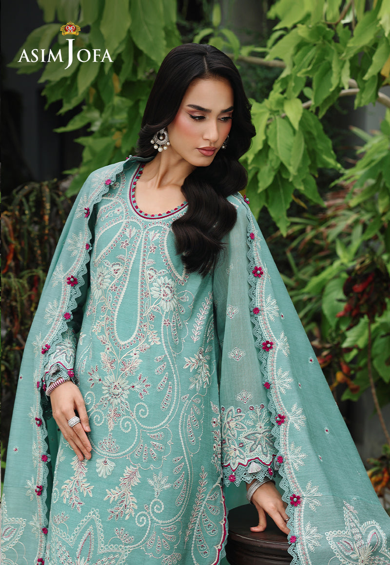 AJULC-09 Embroidered Paper Cotton Unstitched 3 Pcs