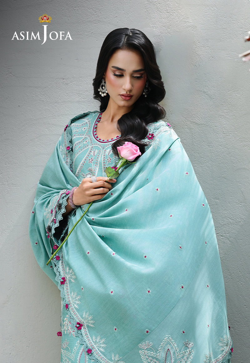 AJULC-09 Embroidered Paper Cotton Unstitched 3 Pcs