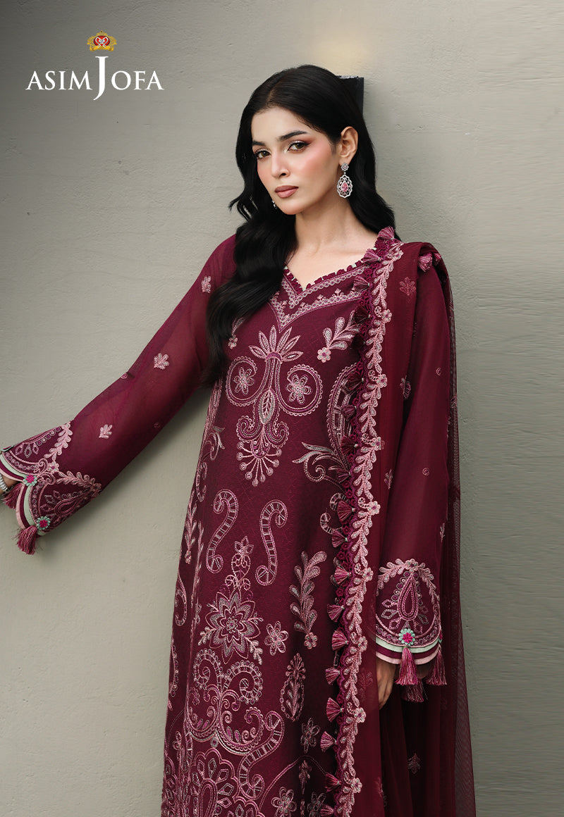 AJULC-10 Embroidered Paper Cotton Unstitched 3 Pcs