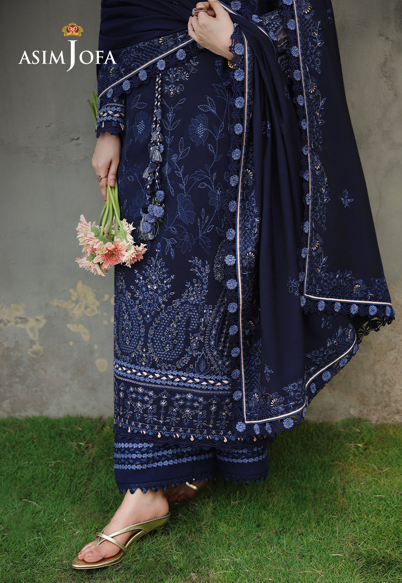 AJULC-07 Embroidered Paper Cotton Unstitched 3 Pcs