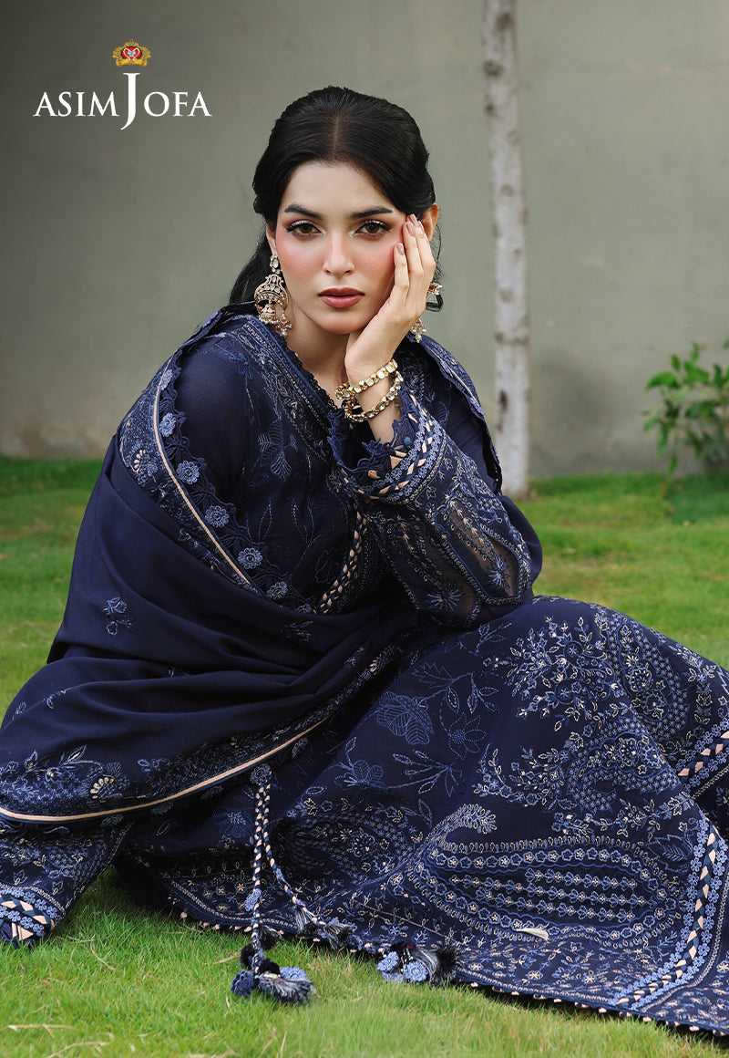 AJULC-07 Embroidered Paper Cotton Unstitched 3 Pcs