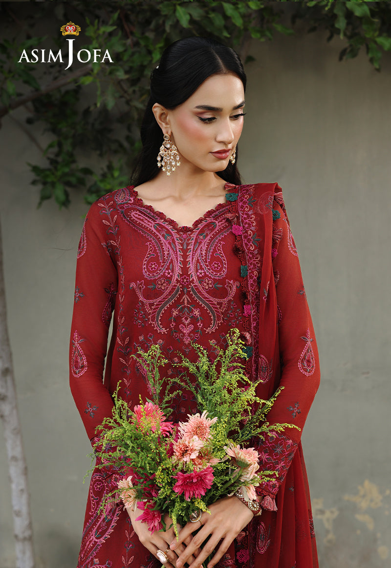 AJULC-05 Embroidered Paper Cotton Unstitched 3 Pcs