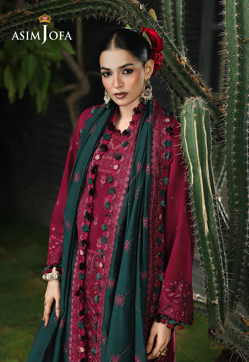 AJULC-04 Embroidered Paper Cotton Unstitched 3 Pcs
