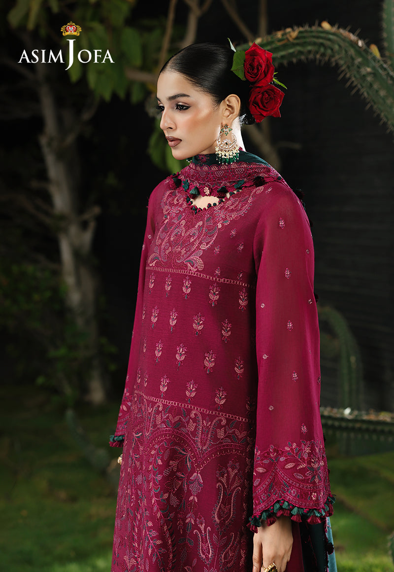 AJULC-04 Embroidered Paper Cotton Unstitched 3 Pcs