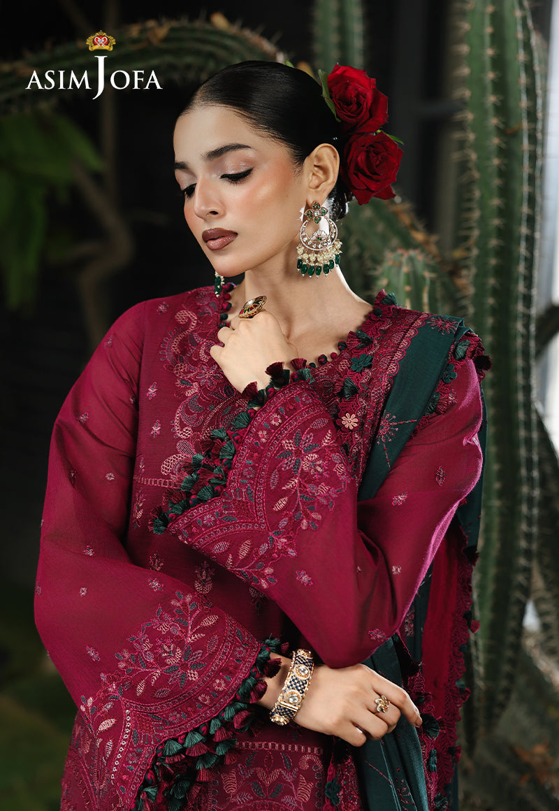 AJULC-04 Embroidered Paper Cotton Unstitched 3 Pcs