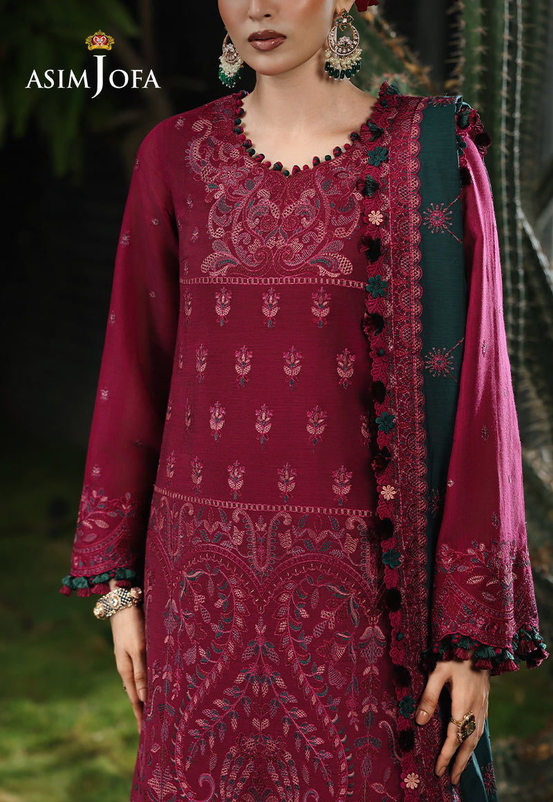 AJULC-04 Embroidered Paper Cotton Unstitched 3 Pcs