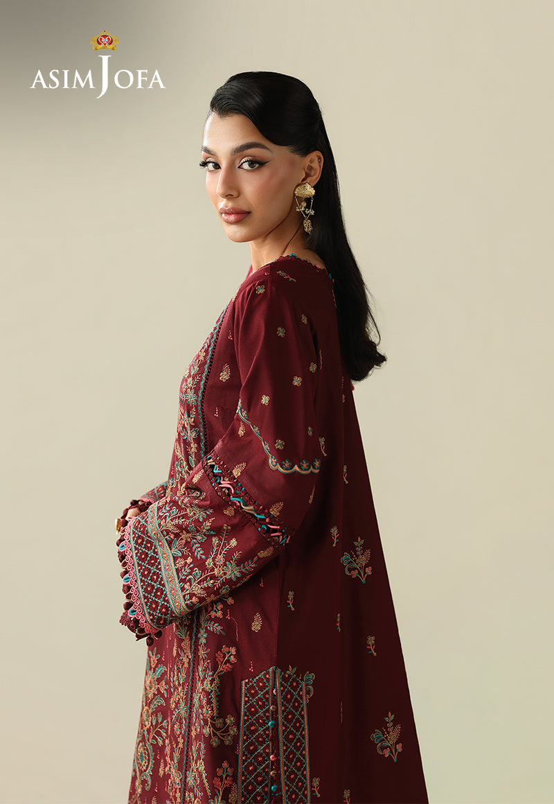AJULKD-08 Embroidered Rod Stitched 3 Pcs