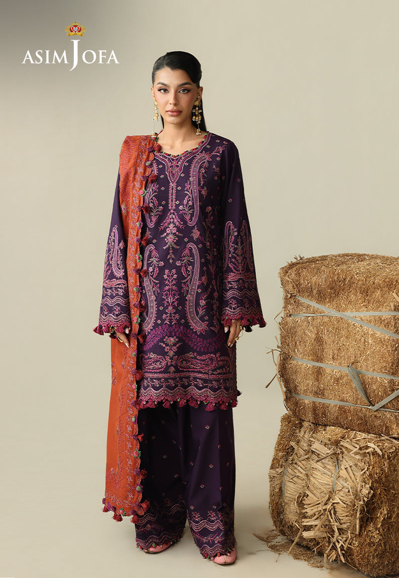 AJULKD-05 Embroidered Rod Stitched 3 Pcs