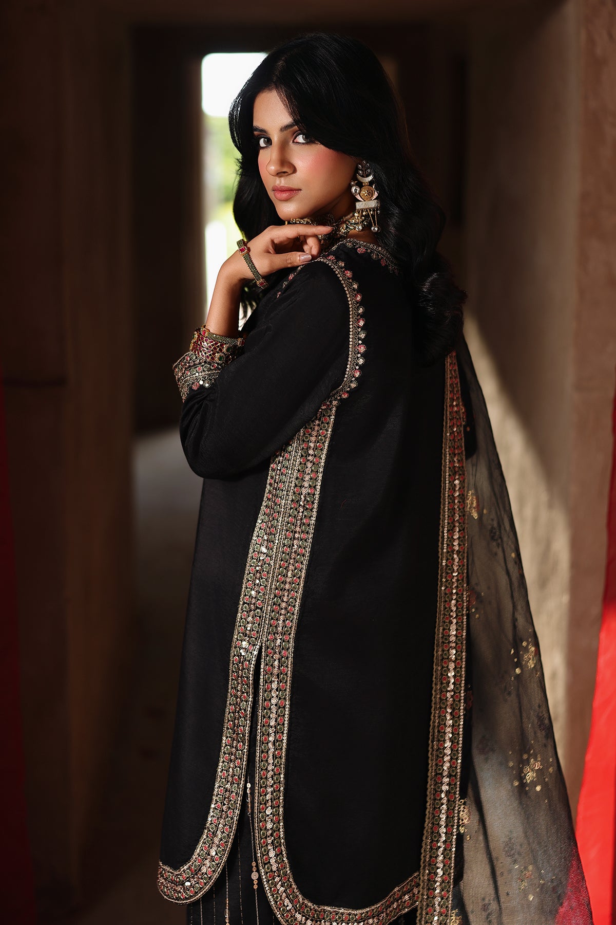 3 Pcs Embroidered Raw Silk CMA-6-492