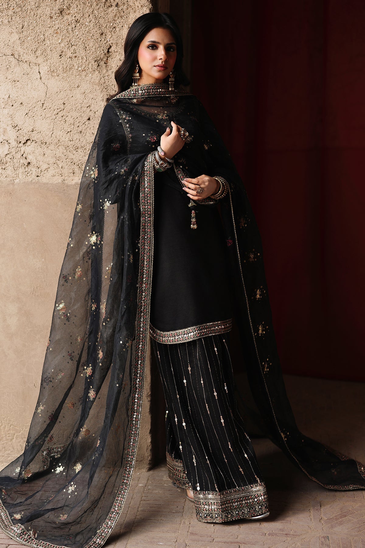 3 Pcs Embroidered Raw Silk CMA-6-492