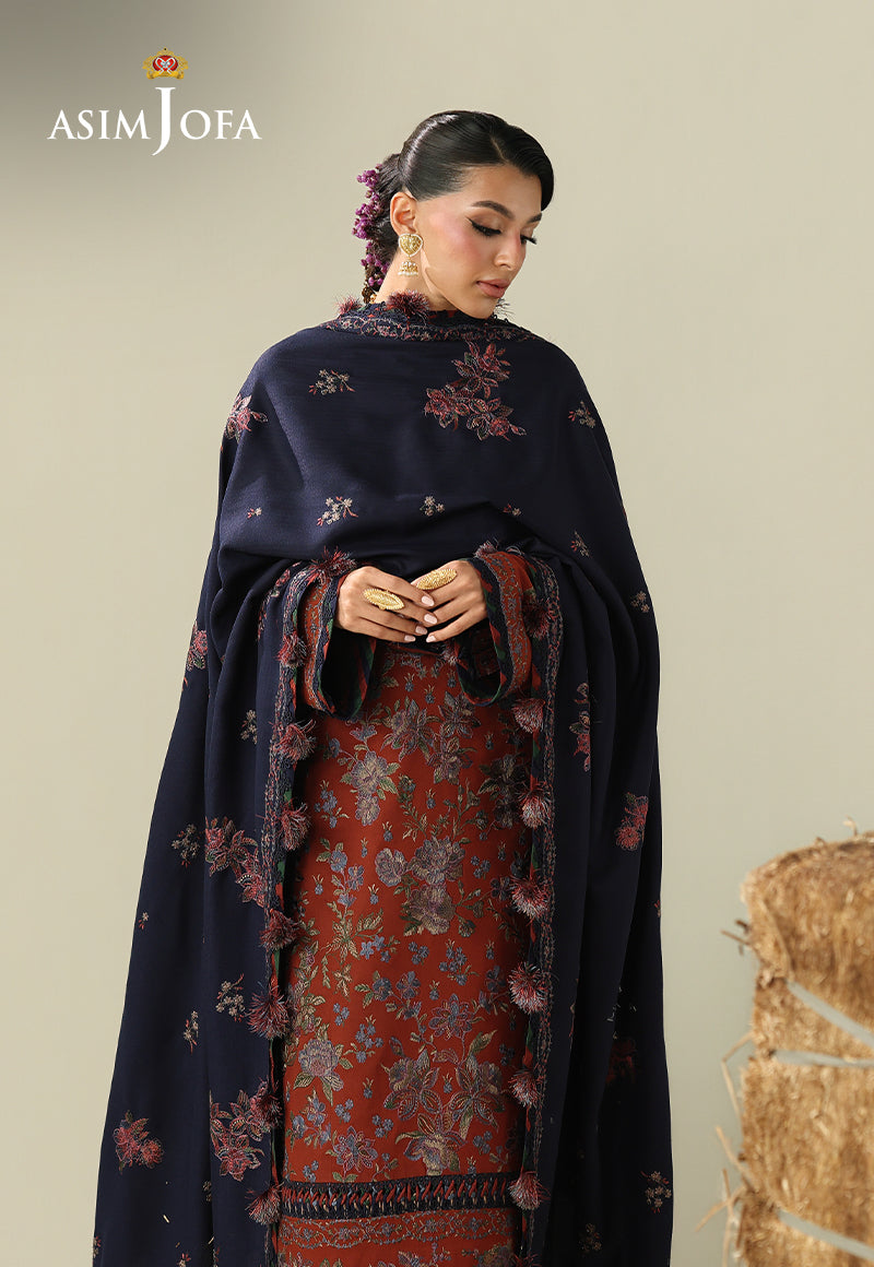 AJULKD-02 Embroidered Rod Stitched 3 Pcs