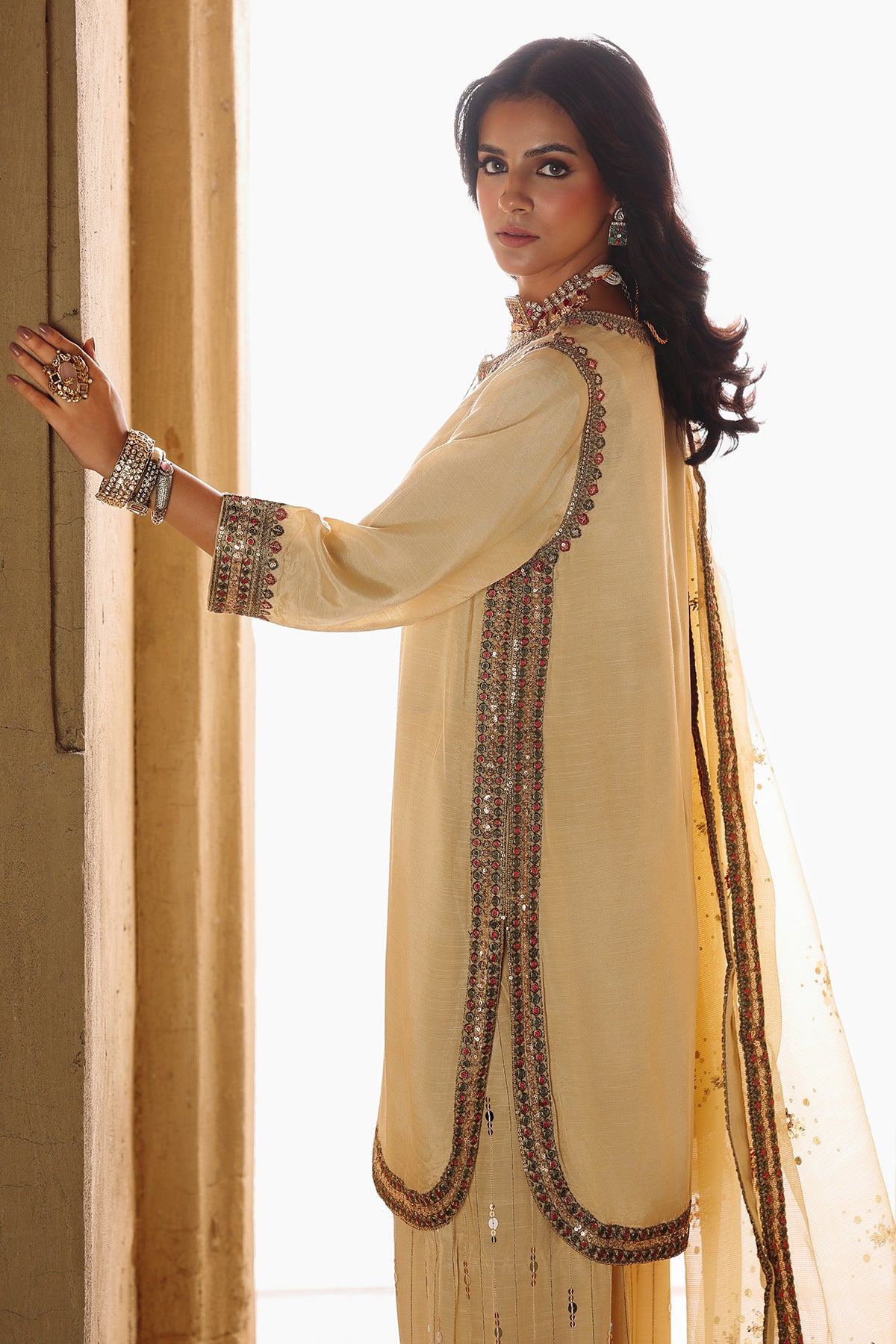 3 Pcs Embroidered Raw Silk CMA-6-466