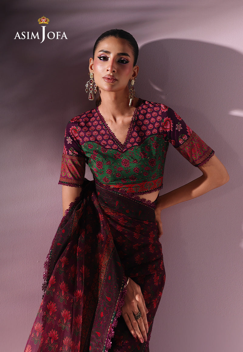 AJUC-10 Printed Organza Unstitched 2 Pcs