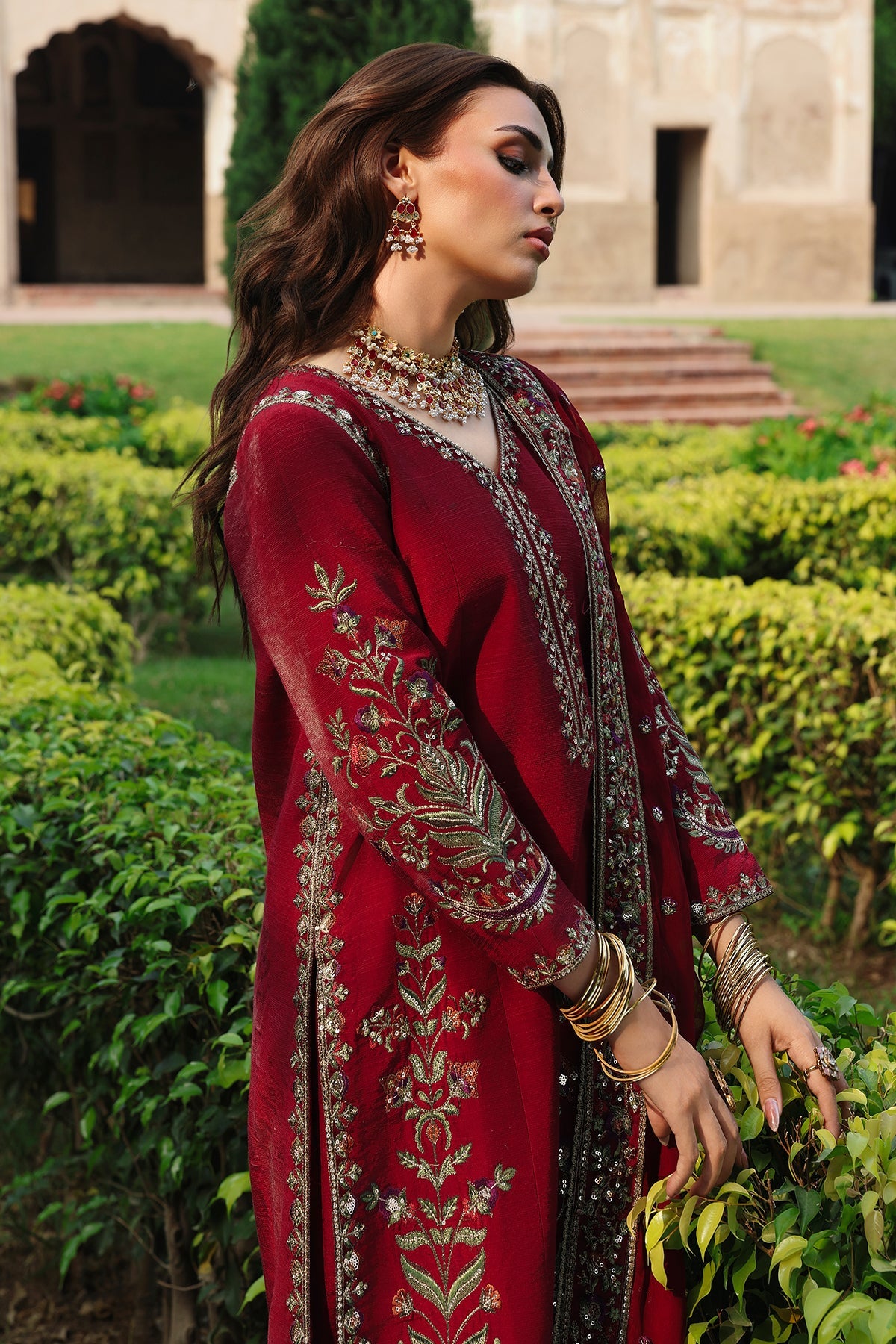 3 Pcs Embroidered Raw Silk CMA-6-442
