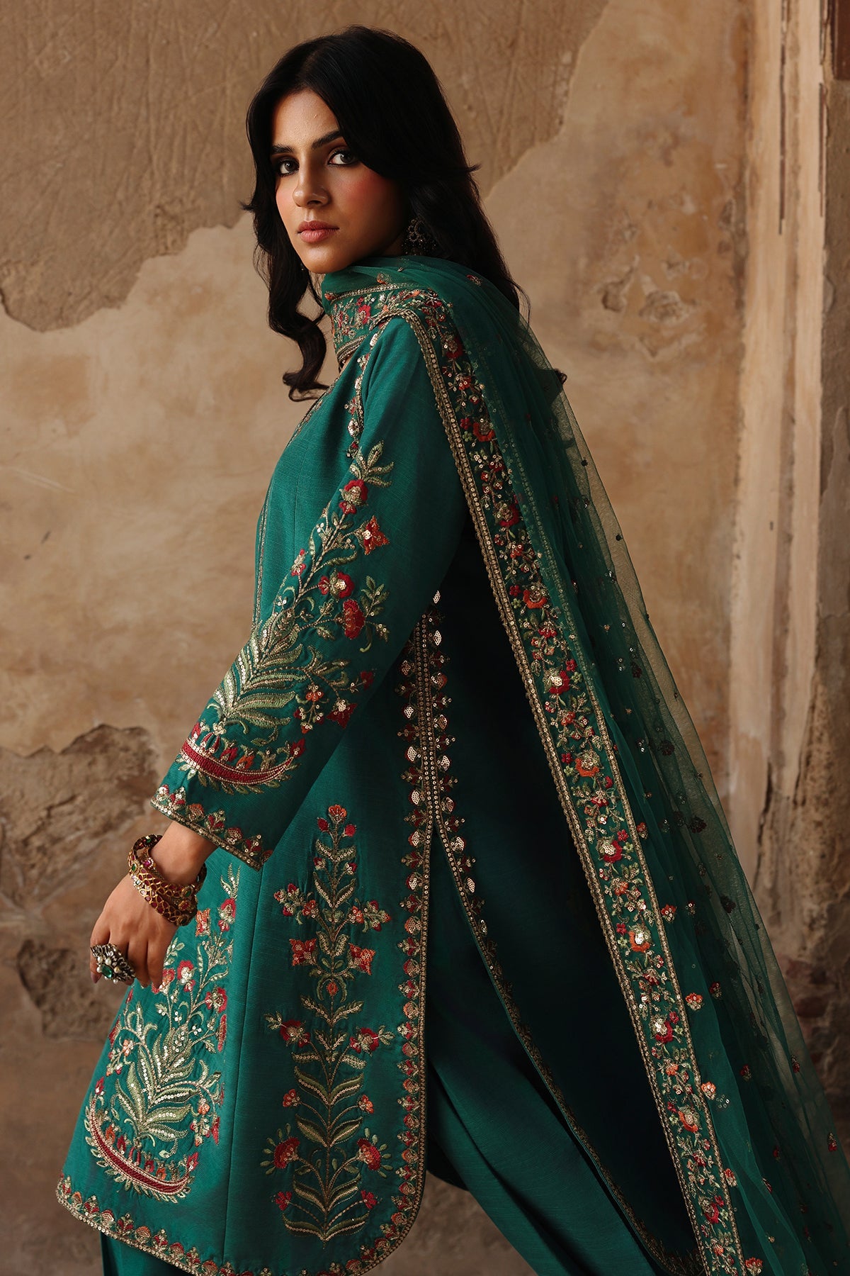 3 Pcs Embroidered Raw Silk CMA-6-443