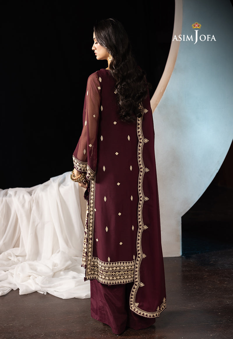 AJLLFD-19 Embroidered Chiffon STITCHED 3 PCS