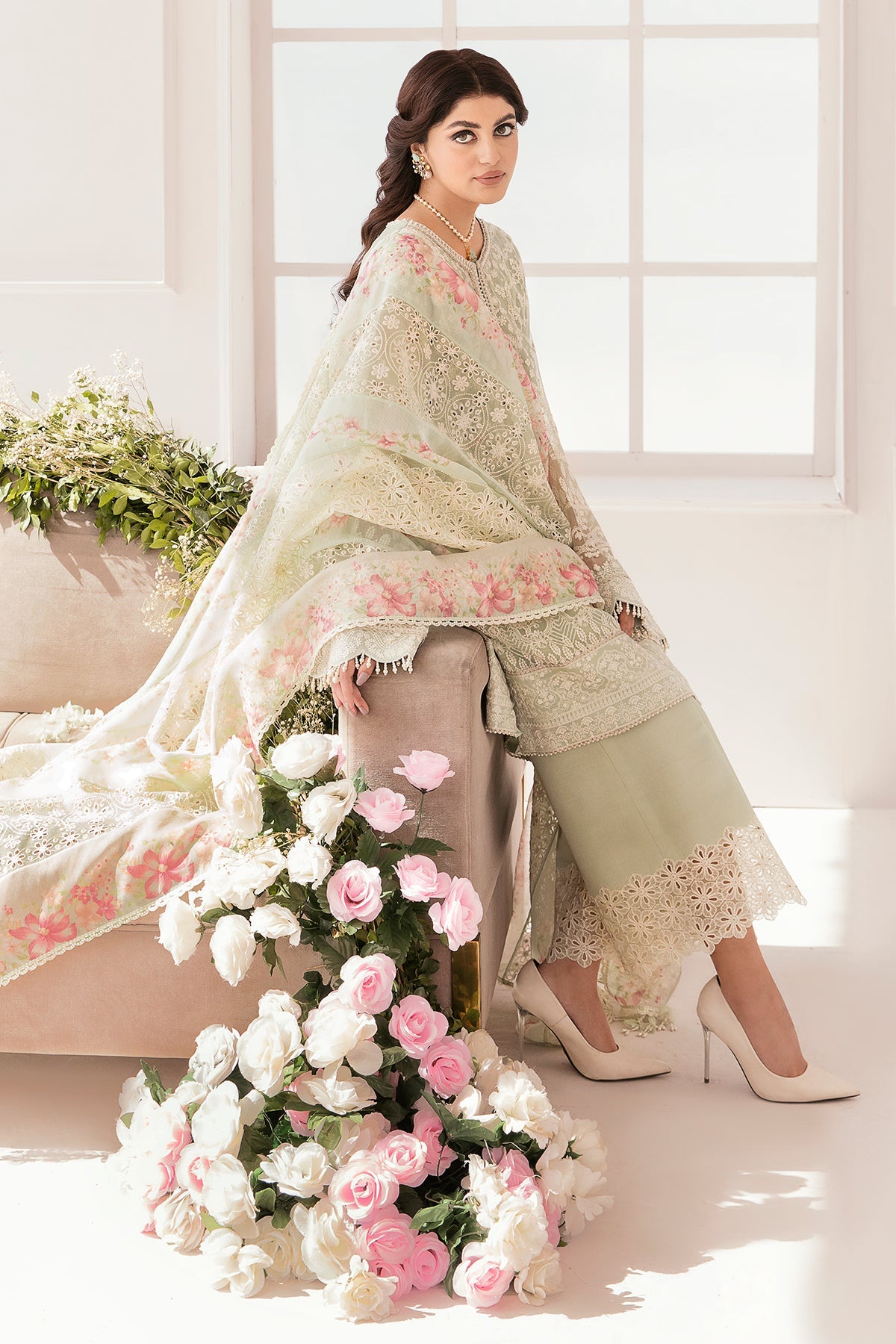 EMBROIDERED CHIFFON CH11-01 STITCHED