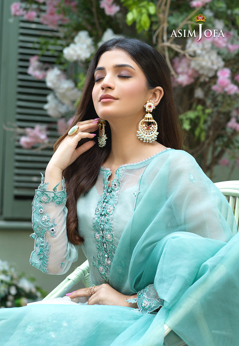 AJFCD-39 EMBROIDERED ORGANZA STITCHED 3 PCS