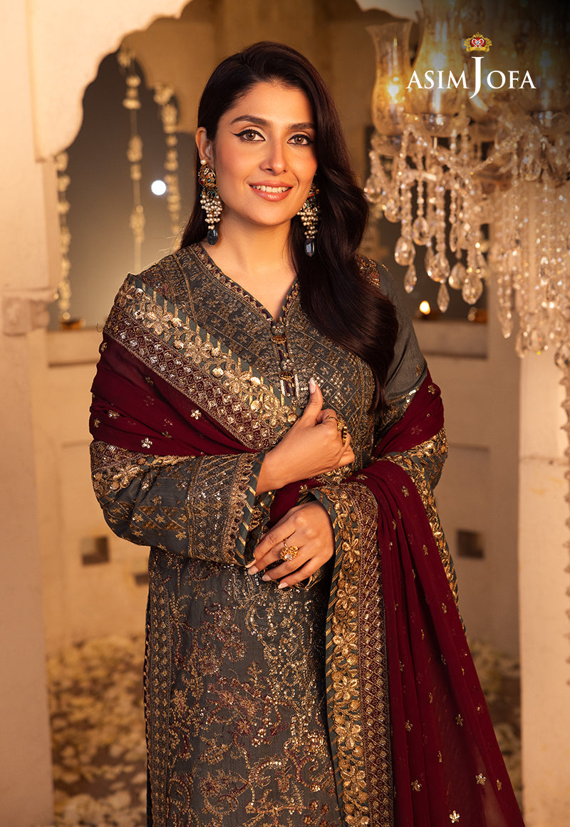 AJSH-07 EMBROIDERED RAW SILK 3 PCS