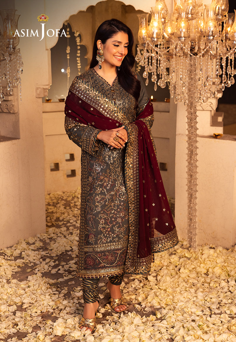 AJSH-07 EMBROIDERED RAW SILK 3 PCS