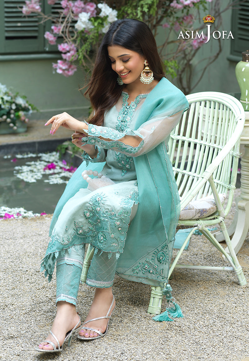 AJFCD-39 EMBROIDERED ORGANZA STITCHED 3 PCS