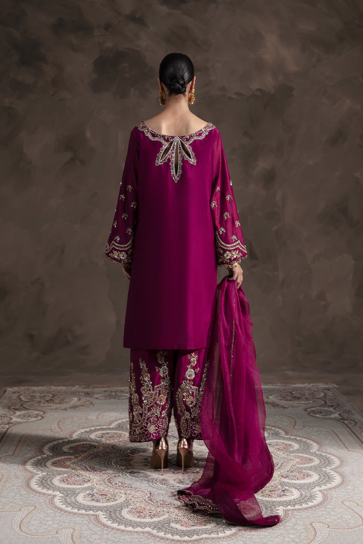 Eliana Style — Mairaz Magenta Silk Three-Piece Suit
