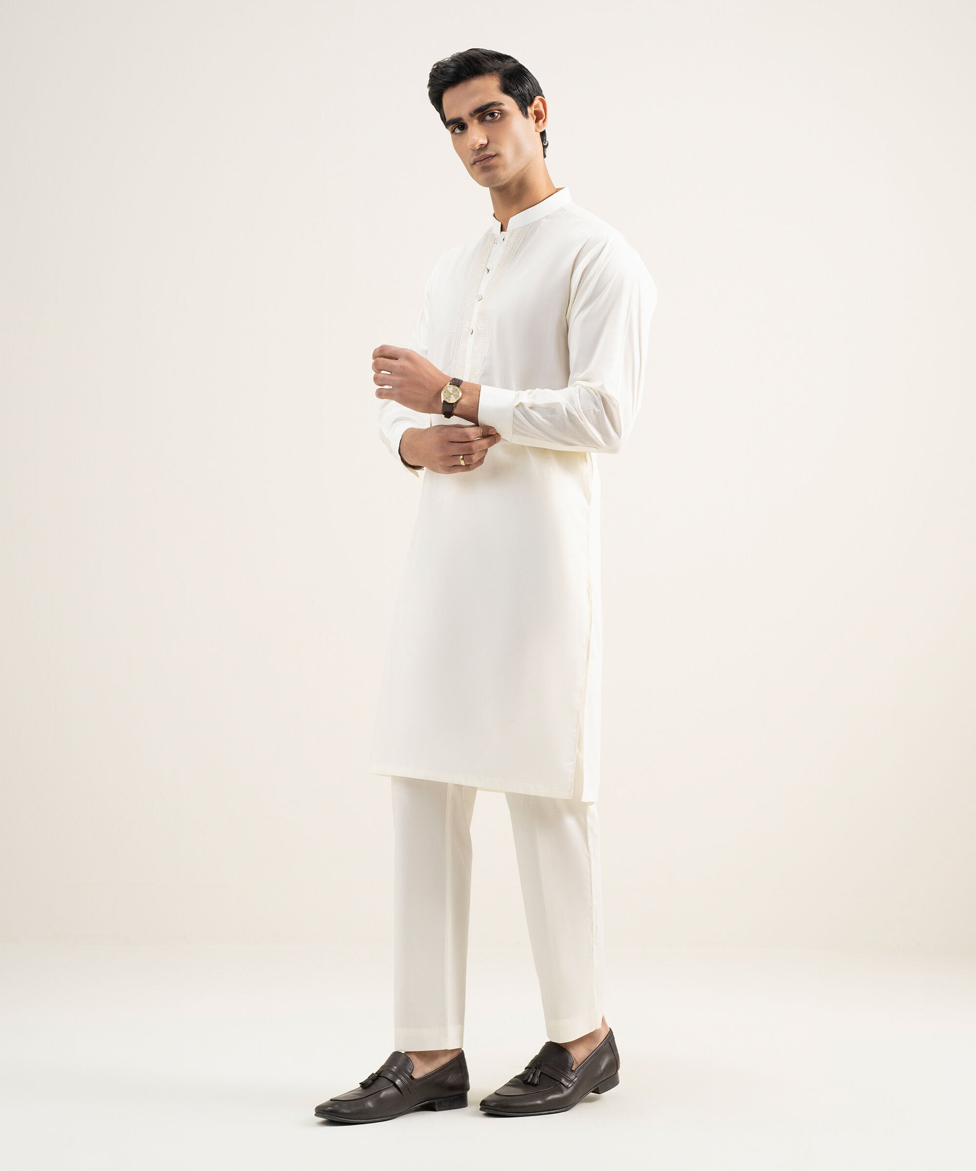 Men's Stitched Premium Cotton Navy Blue Suit
