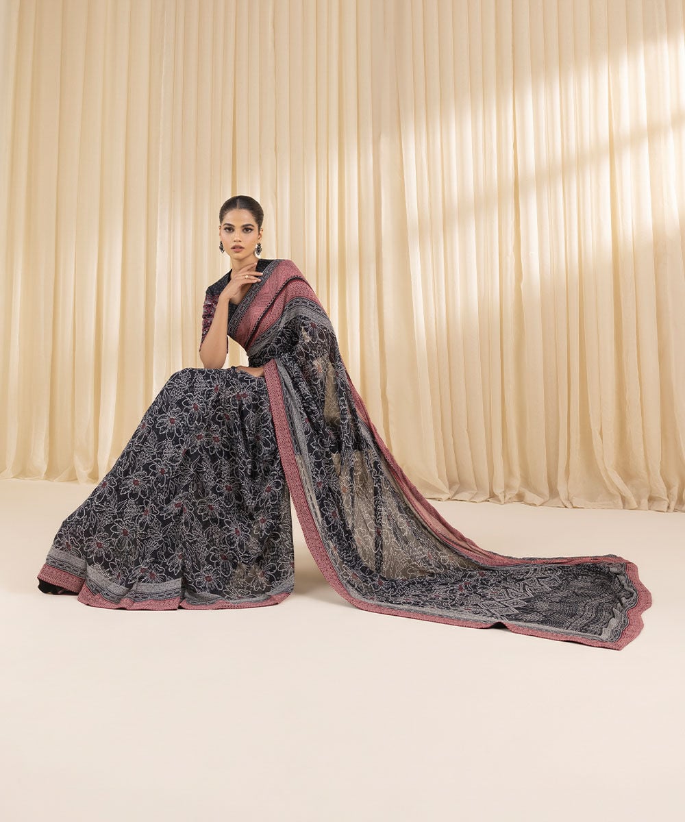 Embroidered Chiffon Saree