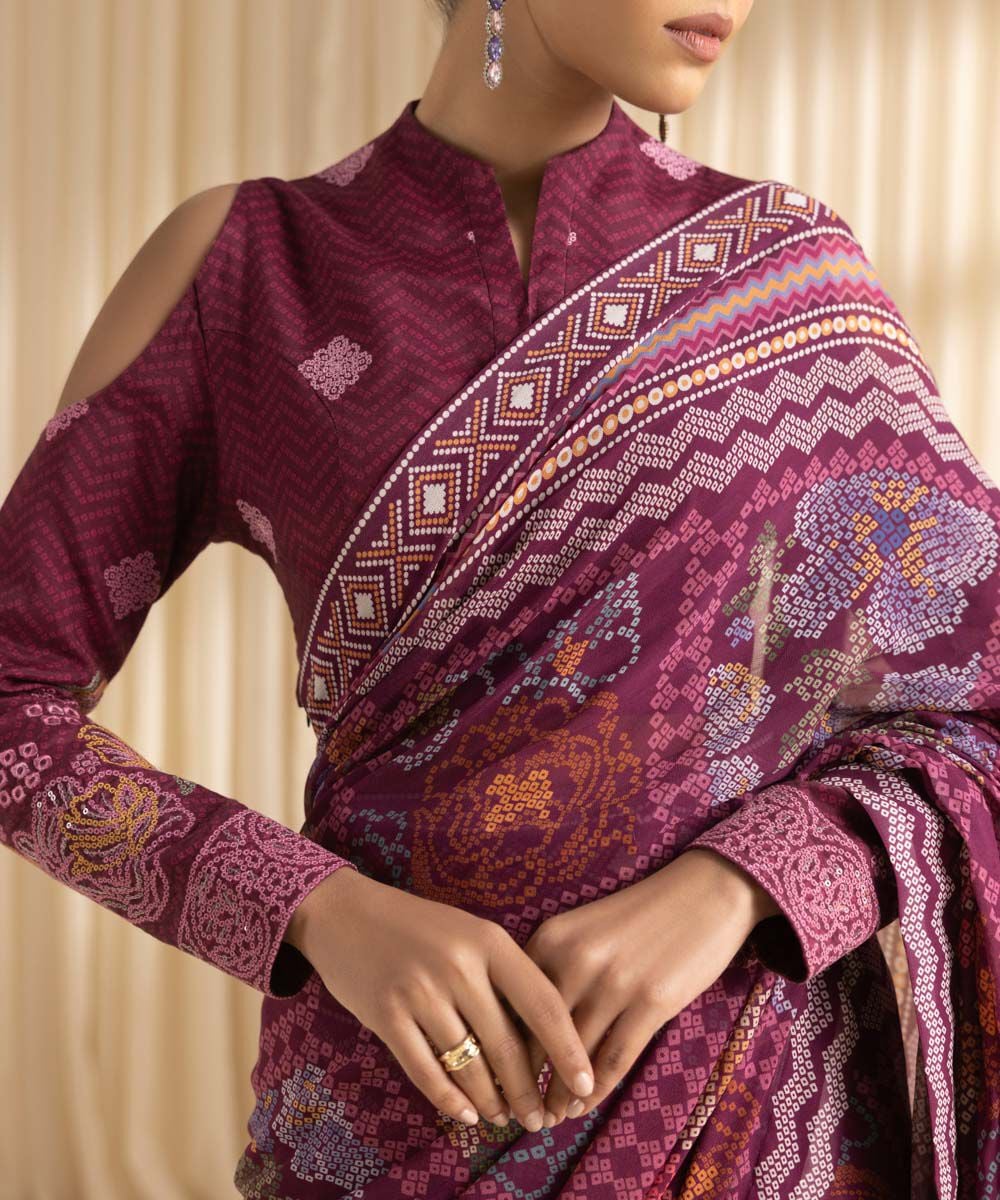 Embroidered Chiffon Saree