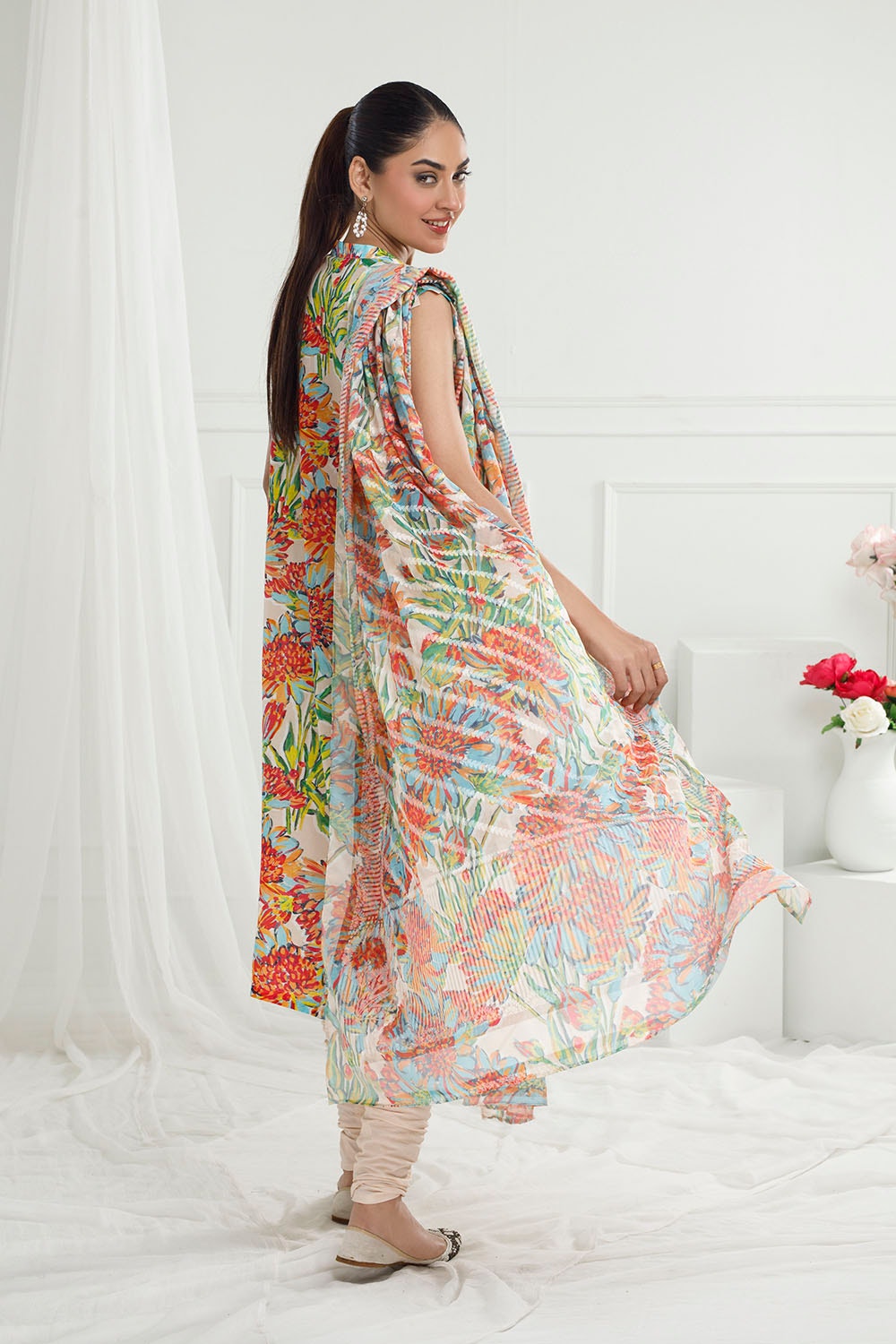 3 Piece Unstitched Printed Pure Bamboo Silk Suit with Printed Silk Dupatta